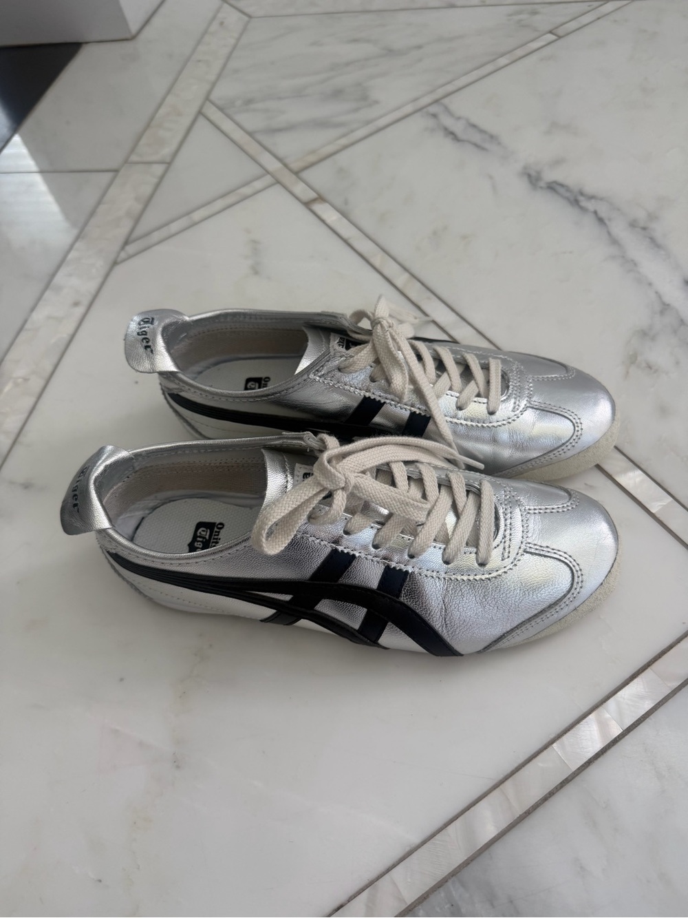 Onitsuka Tiger by Asics Silver and Black Mexico 66 Sneakers
